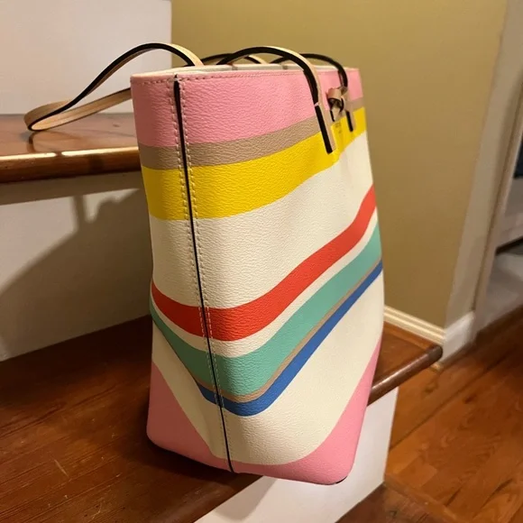 Kate Spade leather pastel stripe tote bag - Picture 5 of 10